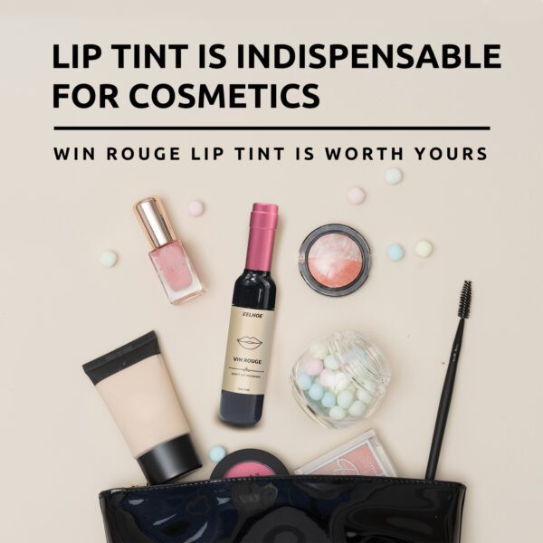 Vin Rouge Lip Tint, Non-Stick Cup Color Development Portable Waterproof Non-Fading Moisturizing Red Wine Bottle Lip Glaze - Image 4