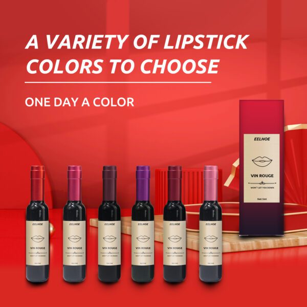 Vin Rouge Lip Tint, Non-Stick Cup Color Development Portable Waterproof Non-Fading Moisturizing Red Wine Bottle Lip Glaze - Image 6