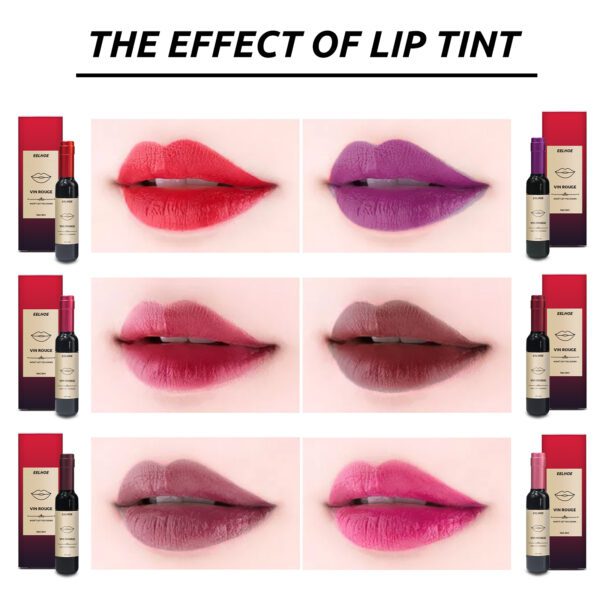 Vin Rouge Lip Tint, Non-Stick Cup Color Development Portable Waterproof Non-Fading Moisturizing Red Wine Bottle Lip Glaze - Image 5